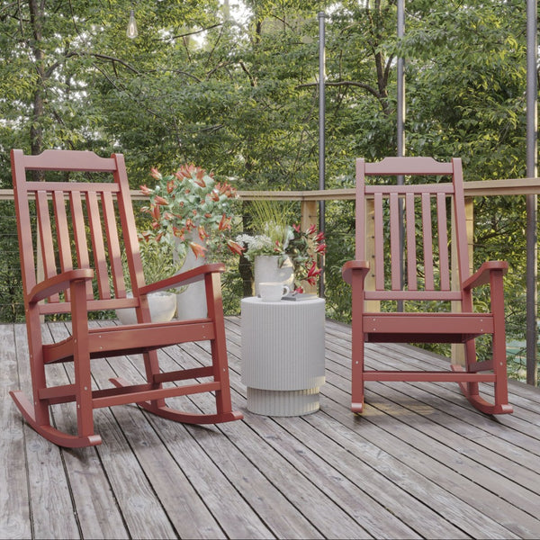 English Elm Set of 2 Winston All-Weather Rocking Chairs for Ultimate Comfort and Style on Your Porch or Patio Red 2-JJ-C14703-RED-GG
