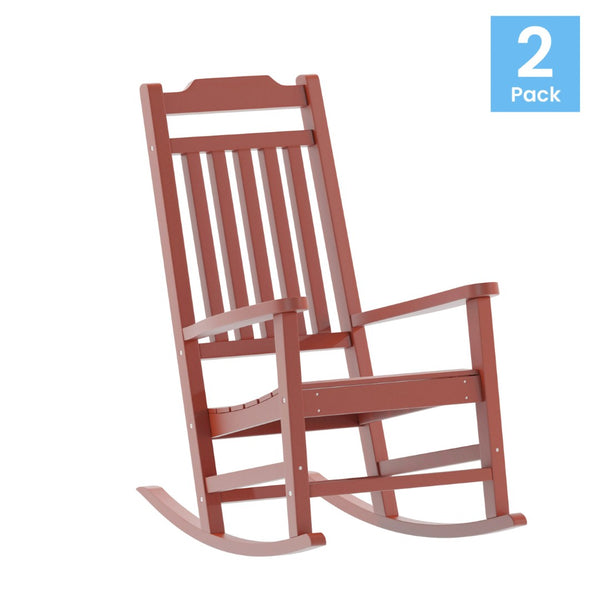 English Elm Set of 2 Winston All-Weather Rocking Chairs for Ultimate Comfort and Style on Your Porch or Patio Red 2-JJ-C14703-RED-GG