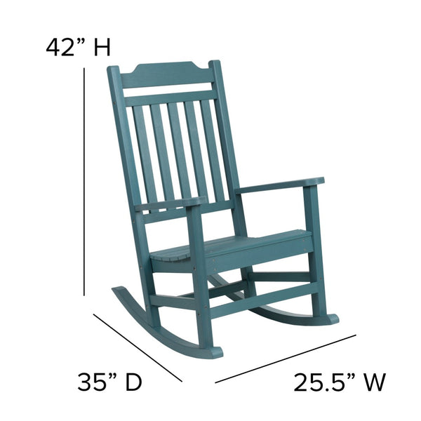 English Elm Set of 2 Winston All-Weather Rocking Chairs for Ultimate Comfort and Style on Your Porch or Patio Teal 2-JJ-C14703-TL-GG