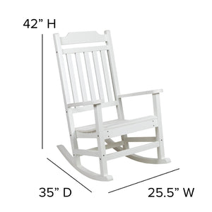 English Elm Set of 2 Winston All-Weather Rocking Chairs for Ultimate Comfort and Style on Your Porch or Patio White 2-JJ-C14703-WH-GG