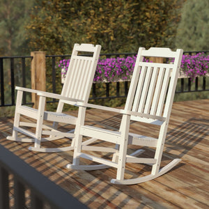 English Elm Set of 2 Winston All-Weather Rocking Chairs for Ultimate Comfort and Style on Your Porch or Patio White 2-JJ-C14703-WH-GG