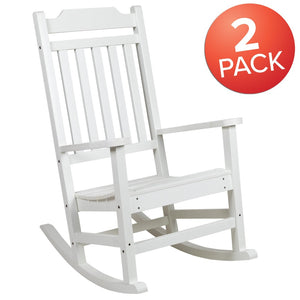 English Elm Set of 2 Winston All-Weather Rocking Chairs for Ultimate Comfort and Style on Your Porch or Patio White 2-JJ-C14703-WH-GG