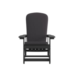 English Elm Savannah Set of 2 All-Weather Adirondack Rocking Chairs for Ultimate Outdoor Relaxation and Comfort Gray Cushions/Black Frame 2-JJ-C14705-CSNGY-BK-GG