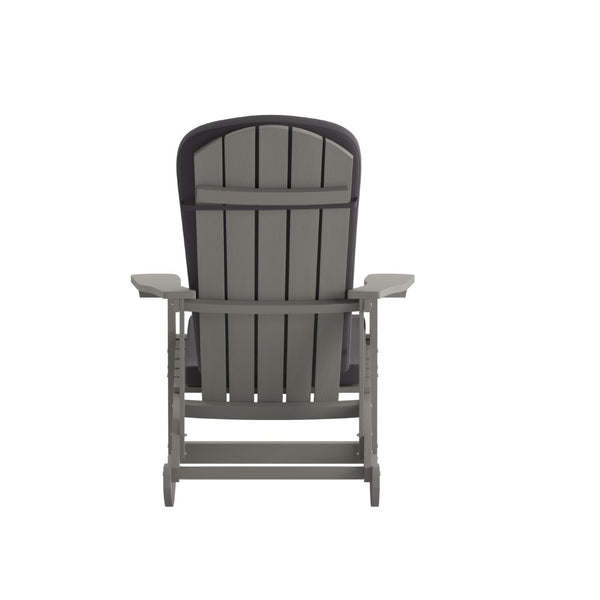 English Elm Savannah Set of 2 All-Weather Adirondack Rocking Chairs for Ultimate Outdoor Relaxation and Comfort Gray Cushions/Gray Frame 2-JJ-C14705-CSNGY-GY-GG