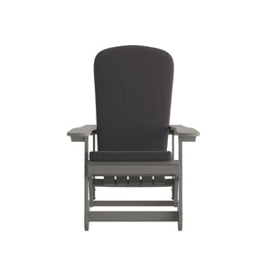 English Elm Savannah Set of 2 All-Weather Adirondack Rocking Chairs for Ultimate Outdoor Relaxation and Comfort Gray Cushions/Gray Frame 2-JJ-C14705-CSNGY-GY-GG