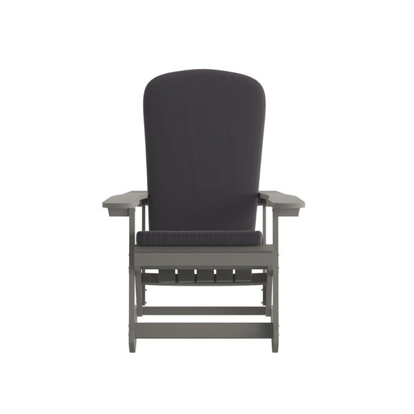 English Elm Savannah Set of 2 All-Weather Adirondack Rocking Chairs for Ultimate Outdoor Relaxation and Comfort Gray Cushions/Gray Frame 2-JJ-C14705-CSNGY-GY-GG