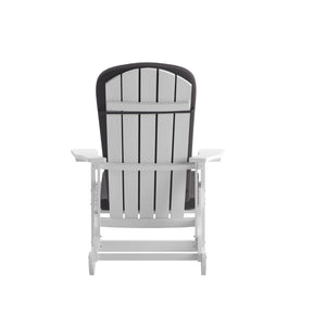 English Elm Savannah Set of 2 All-Weather Adirondack Rocking Chairs for Ultimate Outdoor Relaxation and Comfort Gray Cushions/White Frame 2-JJ-C14705-CSNGY-WH-GG