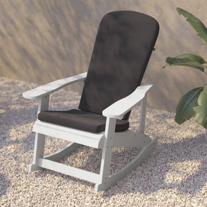 English Elm Savannah Set of 2 All-Weather Adirondack Rocking Chairs for Ultimate Outdoor Relaxation and Comfort Gray Cushions/White Frame 2-JJ-C14705-CSNGY-WH-GG