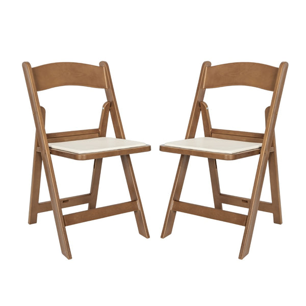 English Elm HERCULES 2 Pack Durable Indoor/Outdoor Folding Event Chairs with Classic Wood Look for Any Space Chestnut 2-L-1-WG-RESIN-CHSNT-GG