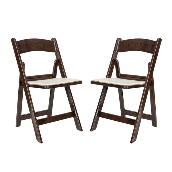 English Elm HERCULES 2 Pack Durable Indoor/Outdoor Folding Event Chairs with Classic Wood Look for Any Space Dark Brown 2-L-1-WG-RESIN-DKBRN-GG