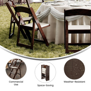 English Elm HERCULES 2 Pack Durable Indoor/Outdoor Folding Event Chairs with Classic Wood Look for Any Space Dark Brown 2-L-1-WG-RESIN-DKBRN-GG