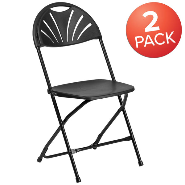 English Elm 2 Pack HERCULES Series Folding Chairs with 650 lb Capacity for Events, Home Use, and Storage Solutions Black 2-LE-L-4-BK-GG