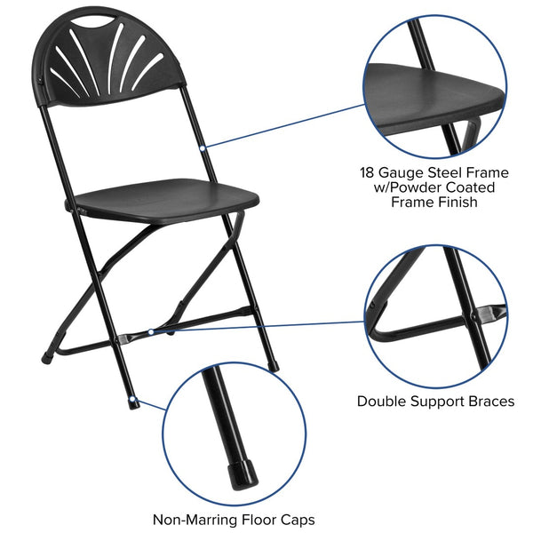 English Elm 2 Pack HERCULES Series Folding Chairs with 650 lb Capacity for Events, Home Use, and Storage Solutions Black 2-LE-L-4-BK-GG