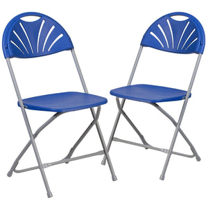English Elm 2 Pack HERCULES Series Folding Chairs with 650 lb Capacity for Events, Home Use, and Storage Solutions Blue 2-LE-L-4-BL-GG