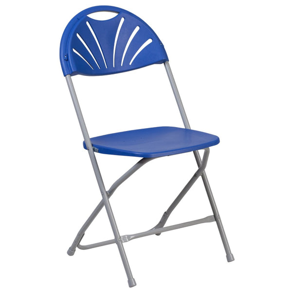 English Elm 2 Pack HERCULES Series Folding Chairs with 650 lb Capacity for Events, Home Use, and Storage Solutions Blue 2-LE-L-4-BL-GG