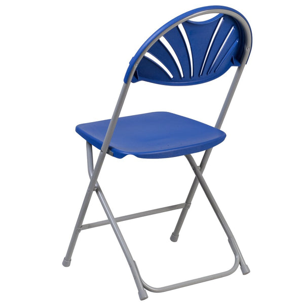 English Elm 2 Pack HERCULES Series Folding Chairs with 650 lb Capacity for Events, Home Use, and Storage Solutions Blue 2-LE-L-4-BL-GG