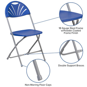 English Elm 2 Pack HERCULES Series Folding Chairs with 650 lb Capacity for Events, Home Use, and Storage Solutions Blue 2-LE-L-4-BL-GG