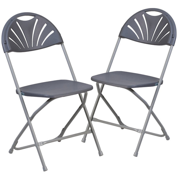English Elm 2 Pack HERCULES Series Folding Chairs with 650 lb Capacity for Events, Home Use, and Storage Solutions Charcoal 2-LE-L-4-CH-GG