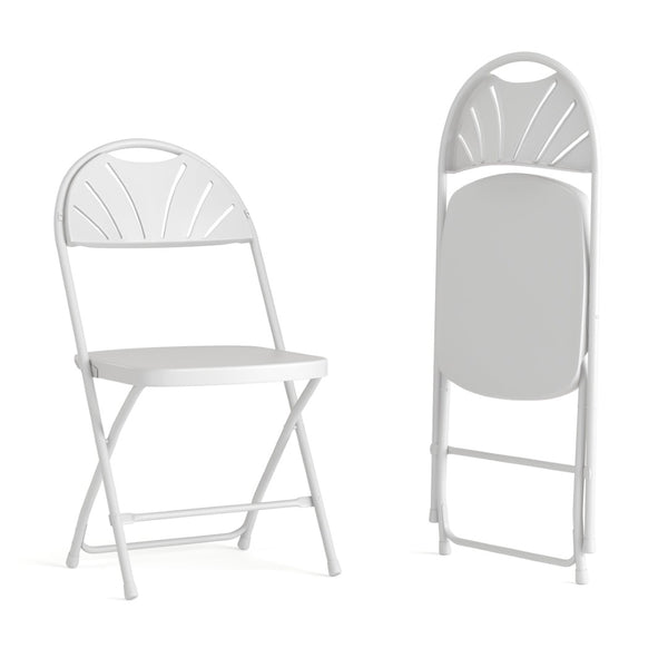 English Elm 2 Pack HERCULES Series Folding Chairs with 650 lb Capacity for Events, Home Use, and Storage Solutions White 2-LE-L-4-WHITE-GG