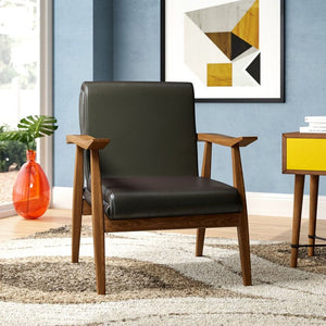 Manhattan Comfort ArchDuke Mid-Century Modern 2- Piece Loveseat and Armchair Black and Amber 2-LSAC01-BK