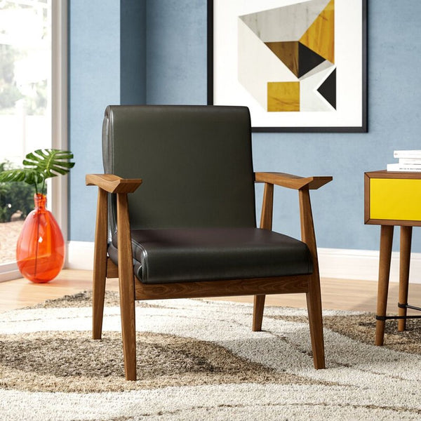 Manhattan Comfort ArchDuke Mid-Century Modern 2- Piece Loveseat and Armchair Black and Amber 2-LSAC01-BK