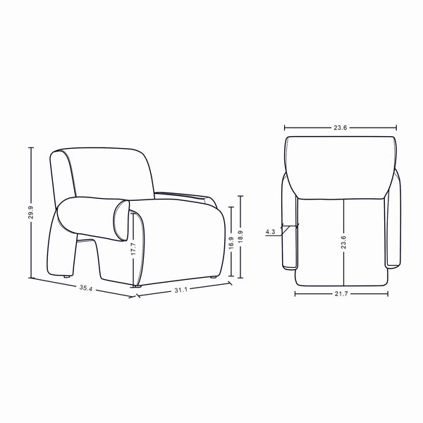 2-Piece Verandah 90.6" Sofa and Accent Chair in Beige 2-LSAC1769-BE Manhattan Comfort