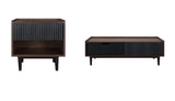 Manhattan Comfort Duane Mid-Century Modern Nightstand and Coffee Table Dark Brown and Black 2-NC-12GLF-BK