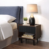 Manhattan Comfort Duane Mid-Century Modern Nightstand and Coffee Table Dark Brown and Black 2-NC-12GLF-BK