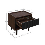 Manhattan Comfort Duane Mid-Century Modern Nightstand and Coffee Table Dark Brown and Black 2-NC-12GLF-BK