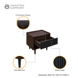 Manhattan Comfort Duane Mid-Century Modern Nightstand and Coffee Table Dark Brown and Black 2-NC-12GLF-BK