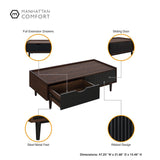 Manhattan Comfort Duane Mid-Century Modern Nightstand and Coffee Table Dark Brown and Black 2-NC-12GLF-BK