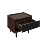 Manhattan Comfort Duane Mid-Century Modern Nightstand and Coffee Table Dark Brown and Black 2-NC-12GLF-BK