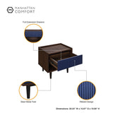 Manhattan Comfort Duane Mid-Century Modern Nightstand and Coffee Table Dark Brown and Navy Blue 2-NC-12GLF-NB