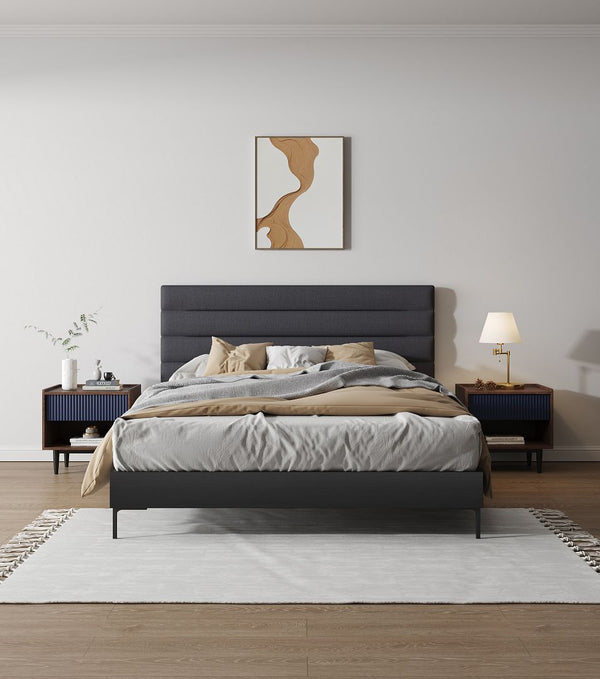 Duane Nightstand in Dark Brown and Navy Blue - Set of 2 2-NS-10GLF-NB Manhattan Comfort