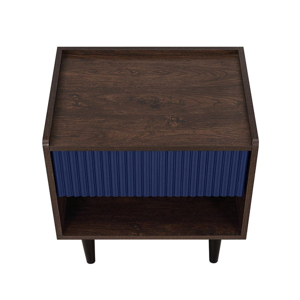 Duane Nightstand in Dark Brown and Navy Blue - Set of 2 2-NS-10GLF-NB Manhattan Comfort