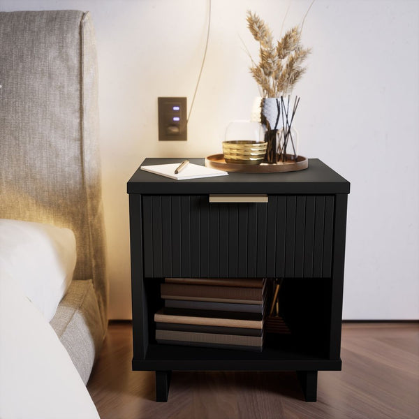 Manhattan Comfort Granville Modern 2- Piece Nightstand Black 2-NS-5002