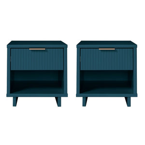 Manhattan Comfort Granville Modern 2- Piece Nightstand Midnight Blue 2-NS-5004