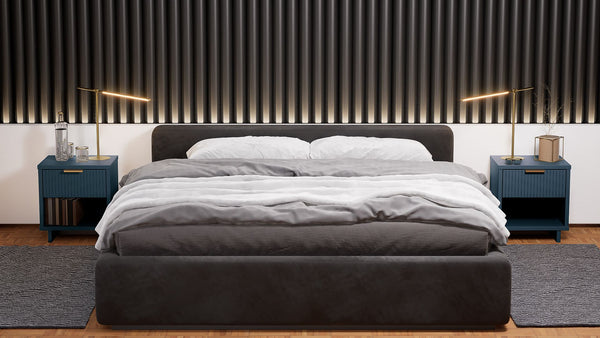 Manhattan Comfort Granville Modern 2- Piece Nightstand Midnight Blue 2-NS-5004