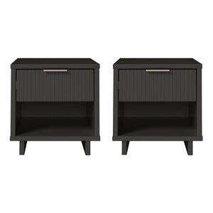 Manhattan Comfort Granville Modern 2- Piece Nightstand Dark Grey 2-NS-5005