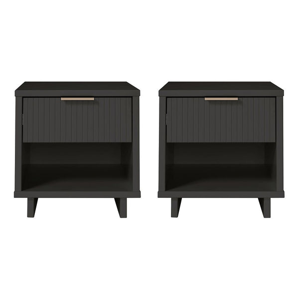 Manhattan Comfort Granville Modern 2- Piece Nightstand Dark Grey 2-NS-5005