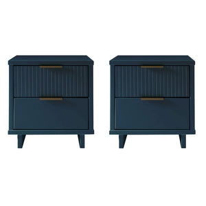 Manhattan Comfort Granville Modern 2- Piece Nightstand Midnight Blue 2-NS-5014