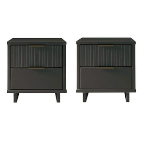 Manhattan Comfort Granville Modern 2- Piece Nightstand Dark Grey 2-NS-5015