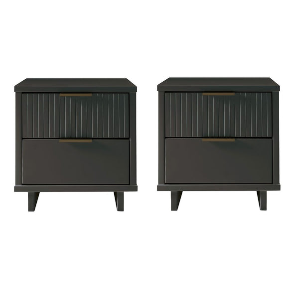 Manhattan Comfort Granville Modern 2- Piece Nightstand Dark Grey 2-NS-5015