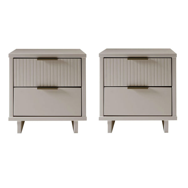 Manhattan Comfort Granville Modern 2- Piece Nightstand Light Grey 2-NS-5016