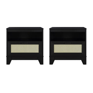 Manhattan Comfort Sheridan Mid-Century Modern Nightstand - Set of 2 Black 2-NS-5GLF-BK