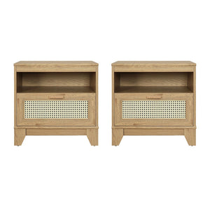 Manhattan Comfort Sheridan Mid-Century Modern Nightstand - Set of 2 Nature 2-NS-5GLF-NA