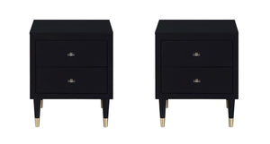 Manhattan Comfort Stanton Modern Nightstand- Set of 2 Black 2-NS-CHKD02-BK