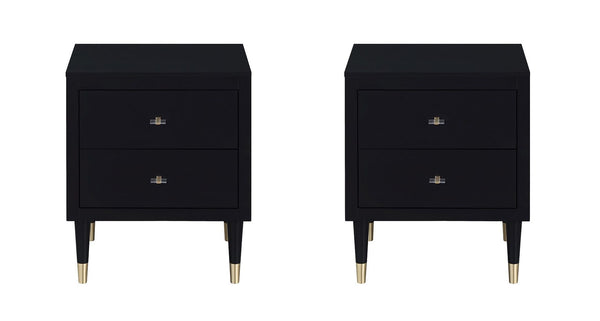 Manhattan Comfort Stanton Modern Nightstand- Set of 2 Black 2-NS-CHKD02-BK