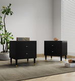 Manhattan Comfort Stanton Modern Nightstand- Set of 2 Black 2-NS-CHKD02-BK