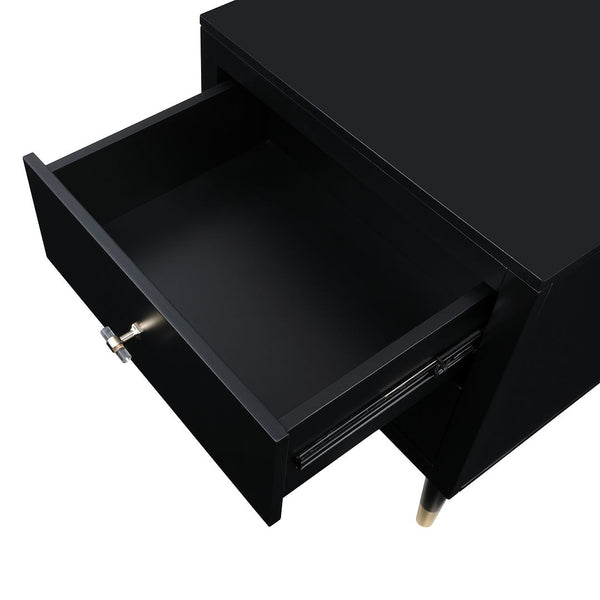 Manhattan Comfort Stanton Modern Nightstand- Set of 2 Black 2-NS-CHKD02-BK